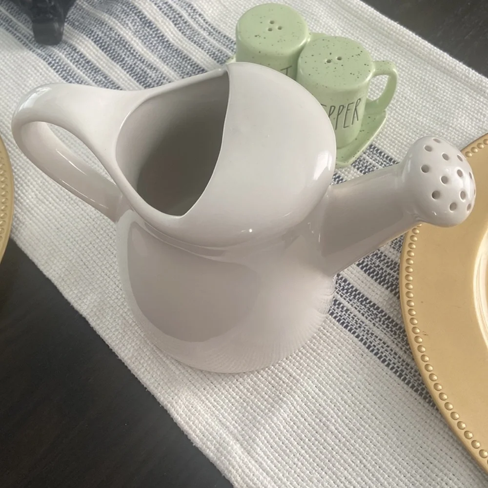 Rae Dunn Ceramic Watering Can WELCOME Vase Décor